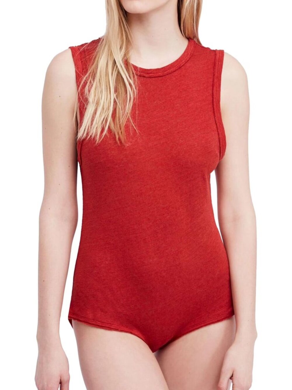 Free People Intimately All the Time Orange Sleeveless Bodysuit Small